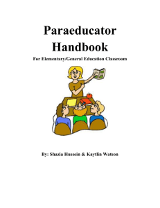Paraeducator Handbook - My Educational Portfolio