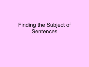Finding the Subject of a Sentence