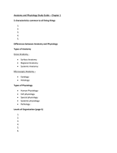 Anatomy and Physiology Study Guide Chapter 1