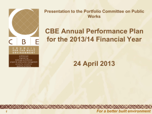 CBE Annual Performance Plan for the 2013/14 Financial Year