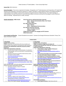 British Literature 12th Grade Syllabus – Turner County High School