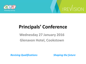 Principals' Conference - Wednesday 27 January 2016 Glenavon