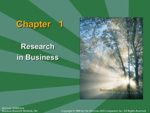 Chapter 1 The Role of Research in Marketing