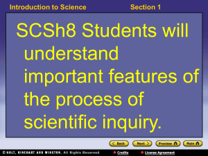Introduction to Science Section 1