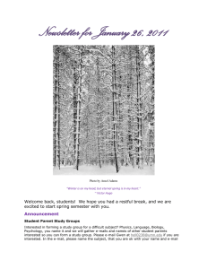 Newsletter for January 26, 2011