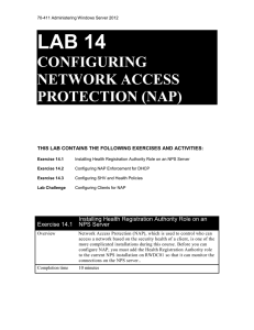 Lab 14 COnfiguring Network Access Protection (NAP)