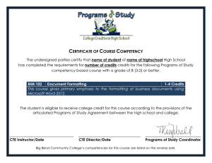 BIM 102 – Certificate - Big Bend Community College