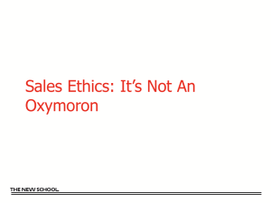 Sales Ethics: It's Not An Oxymoron