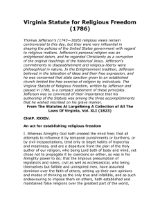 Virginia Statute for Religious Freedom (1786)