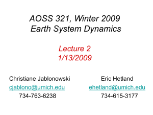 AOSS 321, Fall 2006 Earth Systems Dynamics 10/9/2006 Atmospheric