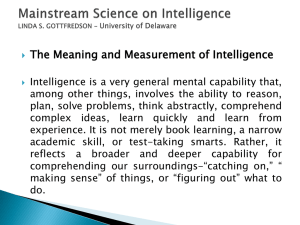 Mainstream Science on Intelligence LINDA S. GOTTFREDSON