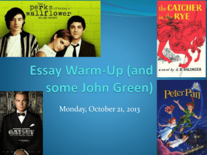 Essay Warm-Up (and some John Green because it*s Monday)