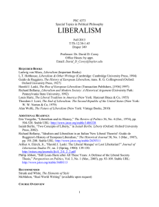 PSC 4373 Special Topics in Political Philosophy LIBERALISM Fall