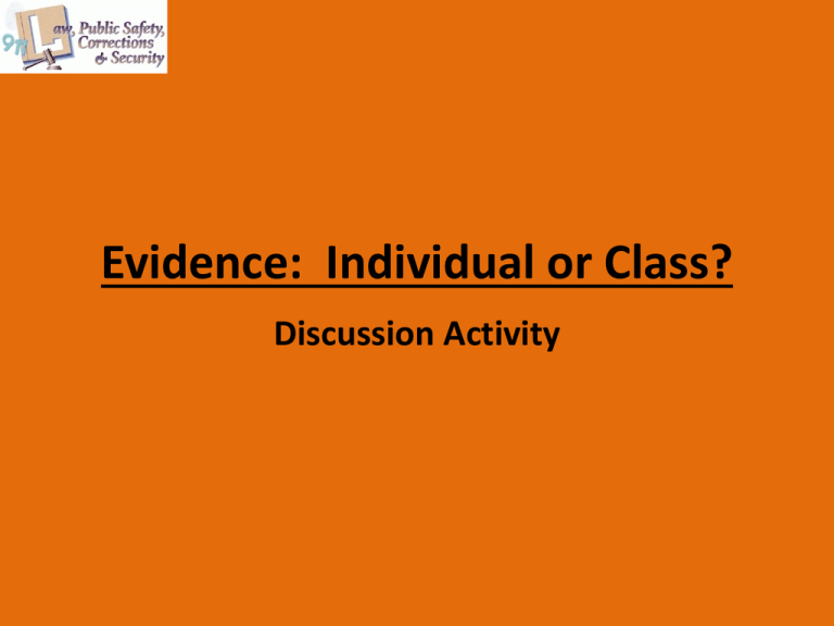 Evidence Individual Or Class 