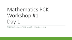 Mathematics PCK Workshop #1