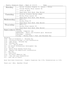 Weekly Homework Sheet - Week of 3/2/15 Name Monday ___