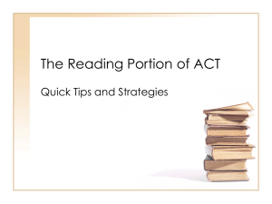 The Reading Portion of ACT