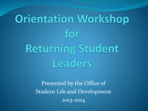 Orientation and Event Planning Workshop for Experienced Event
