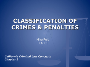 Chapter 2 – CLASSIFICATION OF CRIMES & PENALTIES