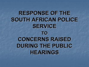 RESPONSE OF THE SOUTH AFRICAN POLICE SERVICE TO