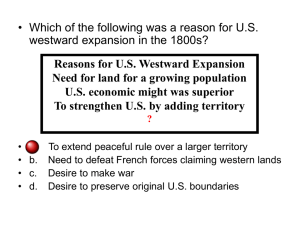 Refer to the above Territorial Expansion of the US map. What