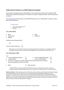 Public Interest Disclosure to CSIRO (Optional template)