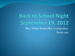 Back to School Night September 20, 2011