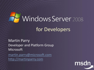 Windows Server 2008 for Devs
