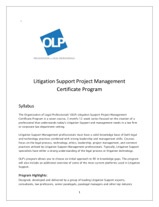 Litigation Support Management Courses of Study