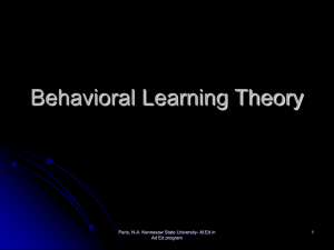 Behavioral Learning Theory - Faculty Web Pages