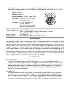 COURSE SYLLABUS – UNIVERSITY OF PITTSBURGH (CHS
