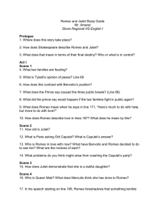 Romeo and Juliet Study Guide Mr. Amaral Shore Regional HS
