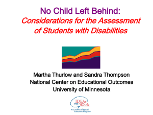 No Child Left Behind: Considerations for the Assessment of