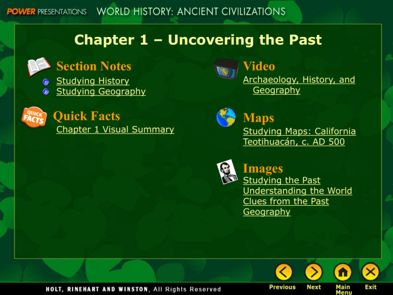 Chapter 1 Uncovering The Past