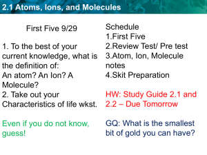 2.1 Atoms, Ions, and Molecules