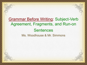 Subject Verb Fragment Run On copy