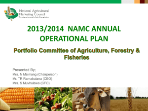 2013/2014 NAMC ANNUAL OPERATIONAL PLAN Our Targets HR