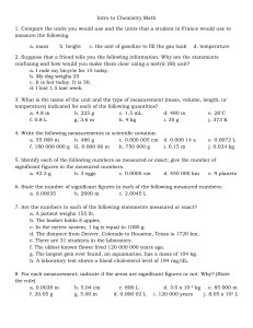 Intro to Chemistry Math Worksheet (1/23/12)