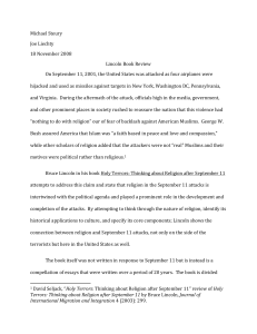 Religion Conflict and Peace Writing Sample