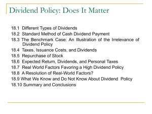 Dividend Policy: Does It Matter - The University of Texas at Dallas