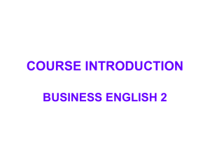INTRODUCTION Business English I