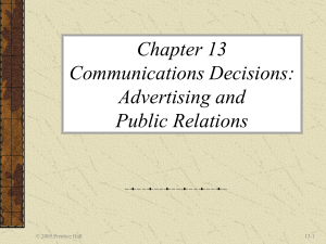 Chapter 13 Communications Decisions: Advertising and Public