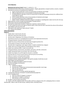 Unit 6 Objectives Movement into and out of cells Chapter 5: sections