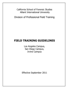 CSFS Field Training Guidelines - Alliant International University