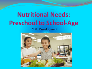 Nutrition Needs As Children Grow : Preschool to School-Age