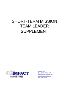 Team Leader Supplement - Impact Ministries USA