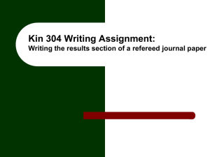 Kin 304 Writing Assignment