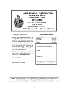 The purpose of this handbook is to - Loreauville High School