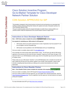Instructions to Cisco Developer Network Partner