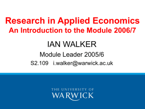 Research in Applied Economics An Introduction to the Module